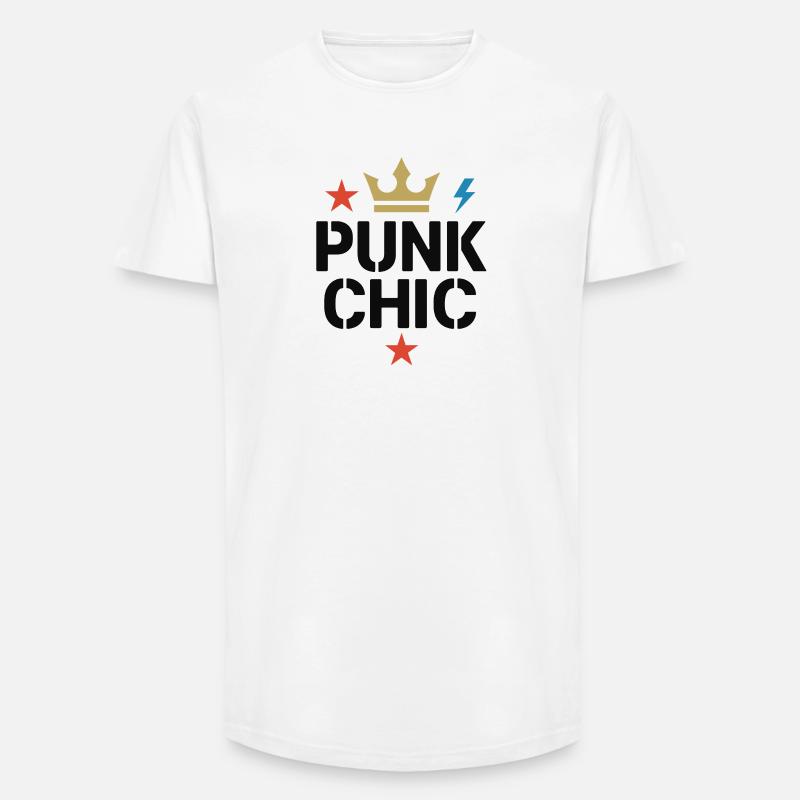 Punk Chic – Krone & Blitz - Long Fit Männer T-Shirt - Weiß