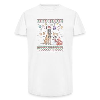 Santa Ugly Christmas Süße Katzen - Long Fit Männer T-Shirt - Weiß - Vorne - AI Model Male 185 light (185cm)