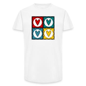 Colorful Hearts in Pop Art Style - Long Fit Men's T-Shirt - white - Front - AI Model Male 185 light (185cm)