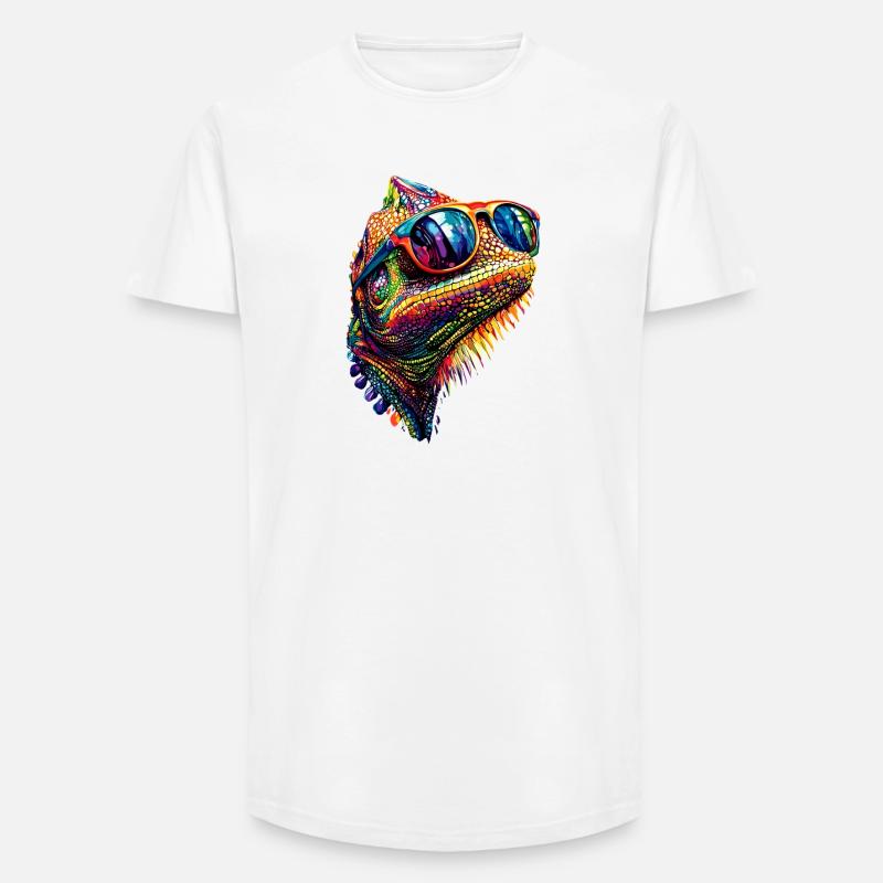 Chameleon Lizard Reptile Chameleon Iguana Lizard - Long Fit Men's T-Shirt - white