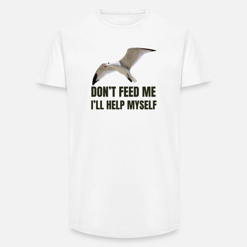 Möwe mit mutigem Statement - Long Fit Männer T-Shirt - Weiß