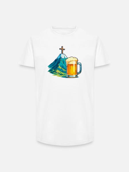 Mountain Cross Beer Festival Illustration - Long Fit Men's T-Shirt - white