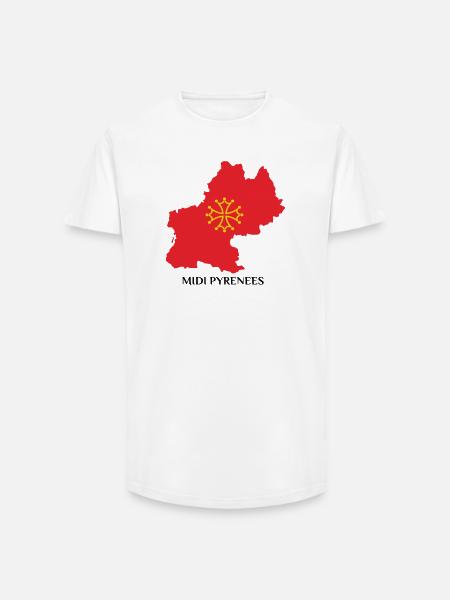Map of the Midi-Pyrénées - Long Fit Men's T-Shirt - white