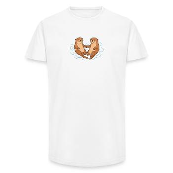 Illustration ludique de loutre amitié - T-shirt coupe longue homme - blanc - Devant - AI Model Male 185 light (185cm)