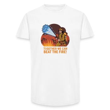 Feuerwehrheld mit Wasserschlauch - Long Fit Männer T-Shirt - Weiß - Vorne - AI Model Male 185 light (185cm)