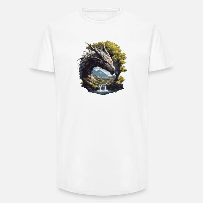 Drachen Drache - Long Fit Männer T-Shirt - Weiß