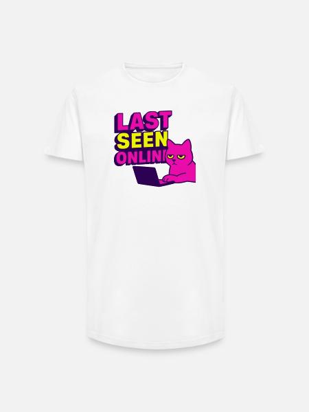 Sidst set online: Meme-design med irriteret kat - Long fit herre T-shirt - hvid