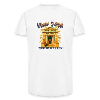 NEW YORK CITY - PUBLIC LIBRARY Shirt - Long Fit Men's T-Shirt - white - Front - AI Model Male 185 light (185cm)
