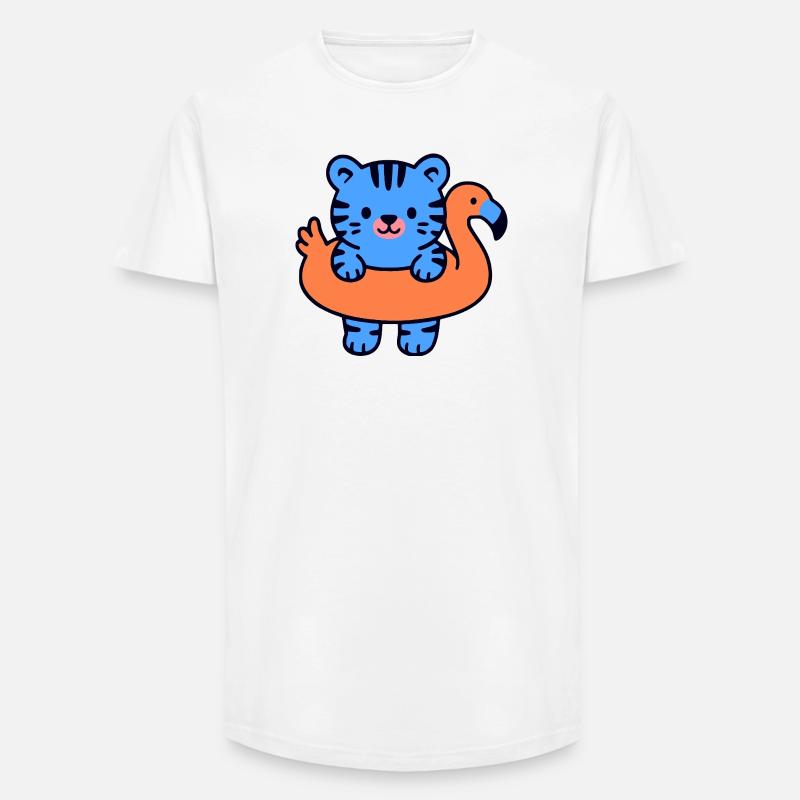 Kleiner schwebender blauer Tiger - Long Fit Männer T-Shirt - Weiß