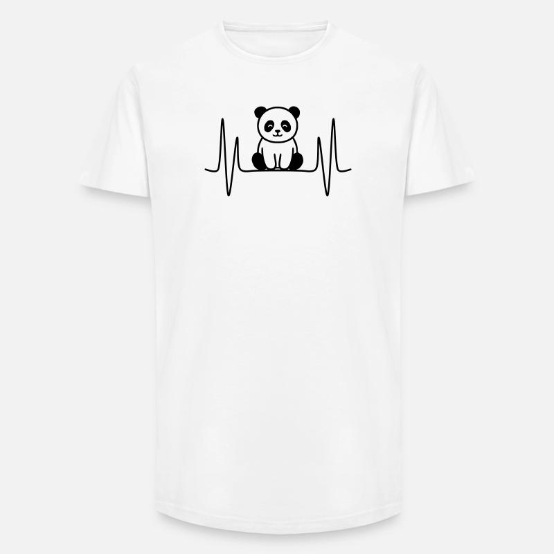 Panda Herzschlag Linienmotiv - Long Fit Männer T-Shirt - Weiß