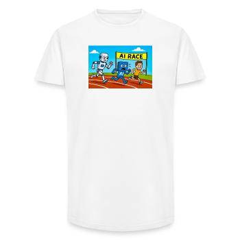AI Race Running Cartoon Design - Long Fit Men's T-Shirt - white - Front - AI Model Male 185 light (185cm)