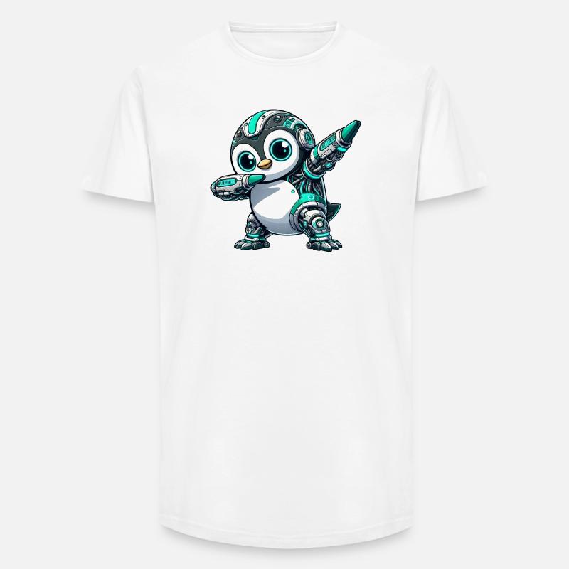 Futuristischer Pinguin Roboter Cyborg Technik  - Long Fit Männer T-Shirt - Weiß