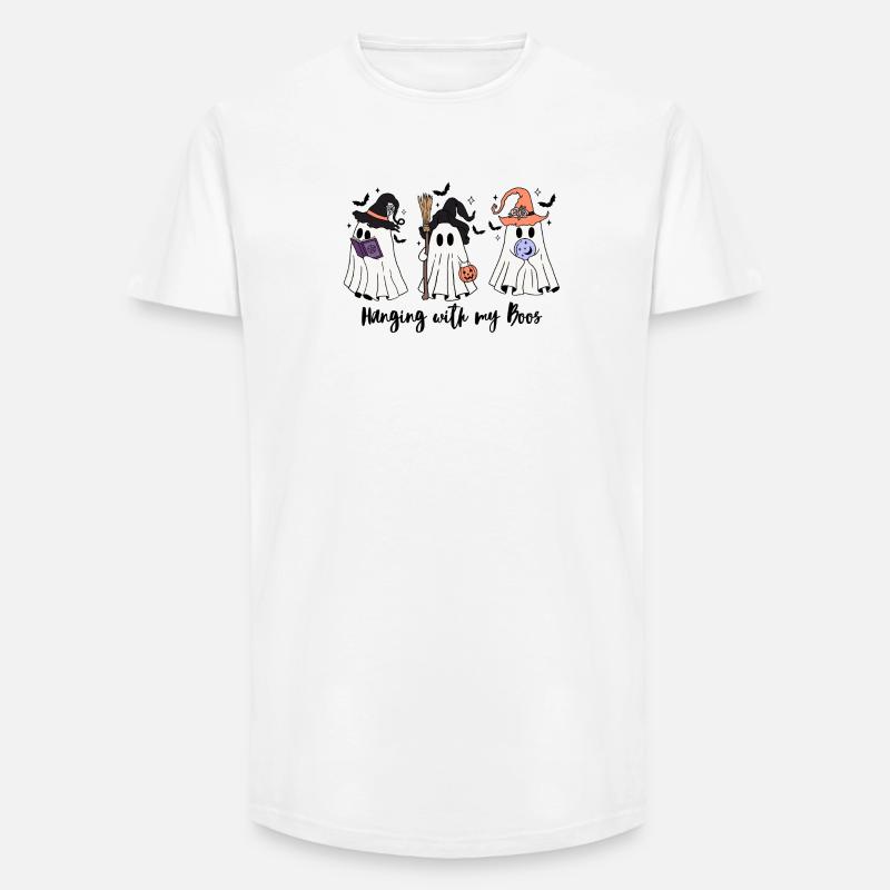🧙‍♀️ Witchy Ghost Squad – Spooky & Cute 👻 - Long Fit Männer T-Shirt - Weiß