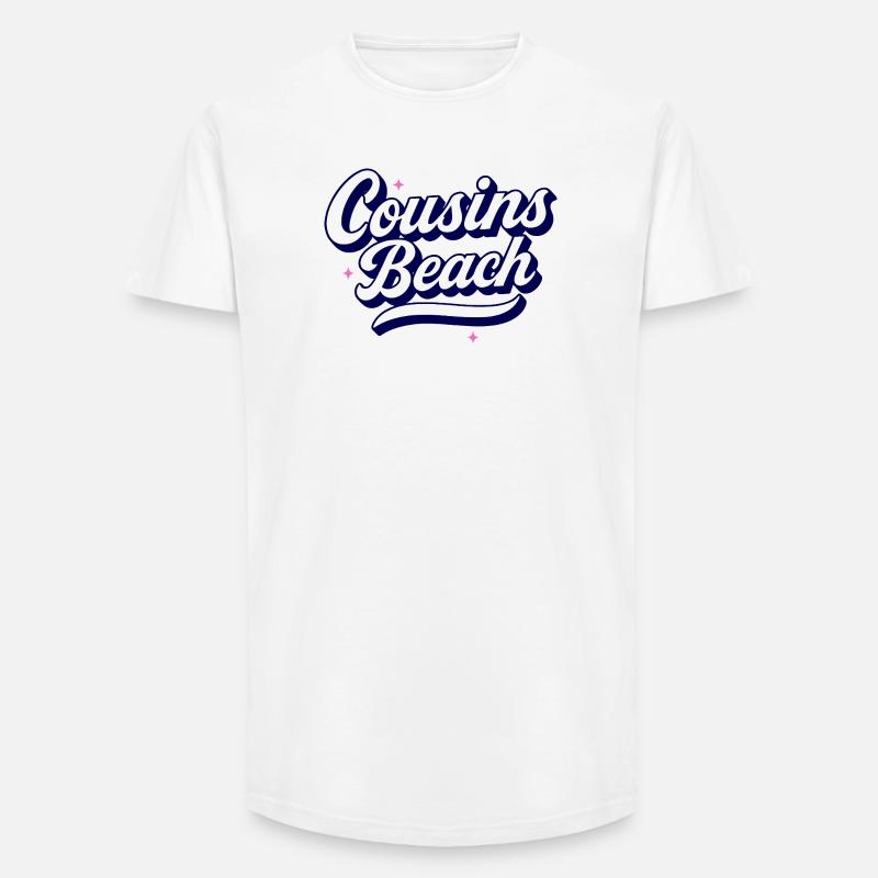 Cousins Beach – Retro Script Design - Long Fit Männer T-Shirt - Weiß