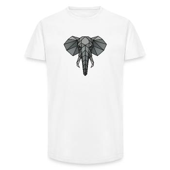 Geometric Elephant Art - Long Fit Men's T-Shirt - white - Front - AI Model Male 185 light (185cm)