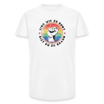 ZEICHEN SETZEN GEGEN RECHTS - Long Fit Männer T-Shirt - Weiß - Vorne - AI Model Male 185 light (185cm)
