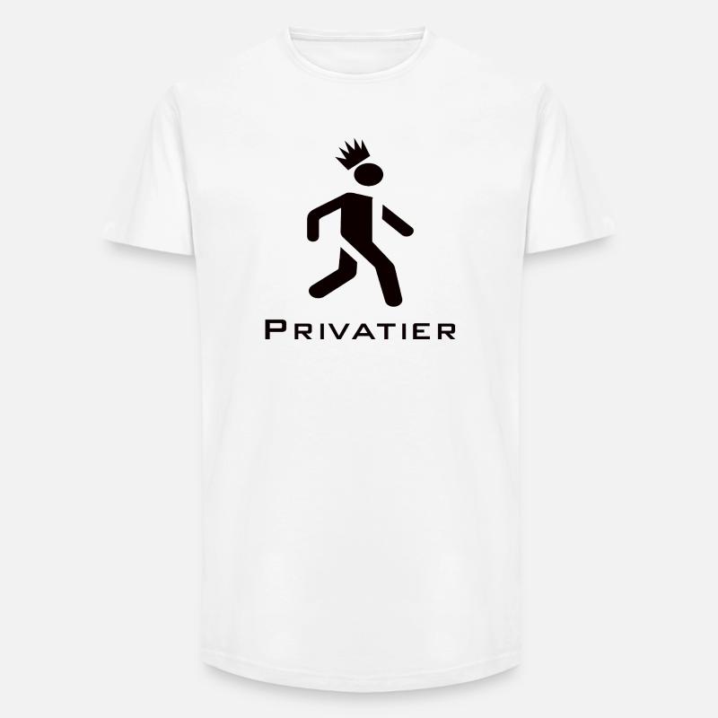 Privatier - Runner mit Krone Design schwarz - Long Fit Männer T-Shirt - Weiß