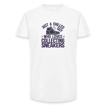 Chilled Sneaker Collector Print - Long Fit Men's T-Shirt - white - Front - AI Model Male 185 light (185cm)