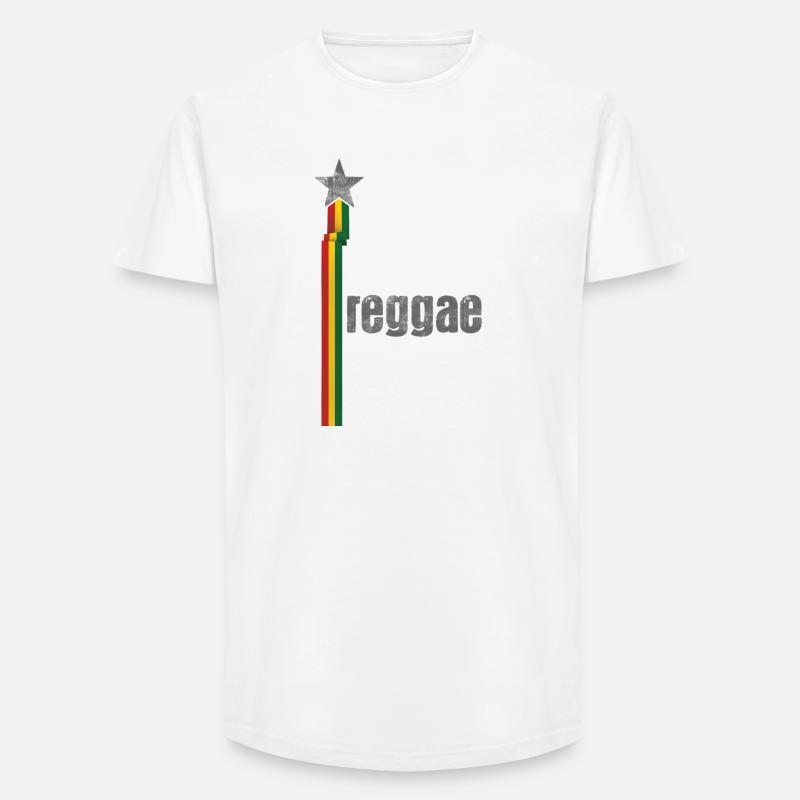 Conception de logo Reggae Star Rasta - T-shirt coupe longue homme - blanc