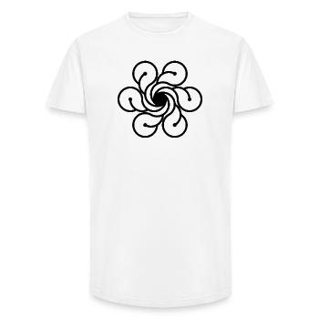 Vortex de fleur cosmique - T-shirt coupe longue homme - blanc - Devant - AI Model Male 185 light (185cm)