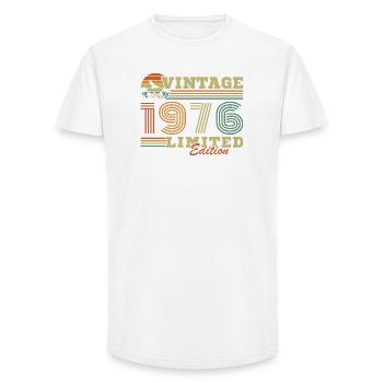50 Année 1976 Vintage Rétro Cadeau d’Anniversaire - T-shirt coupe longue homme - blanc - Devant - AI Model Male 185 light (185cm)