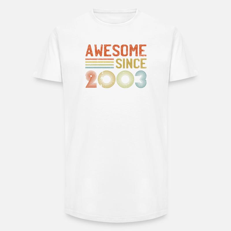 Retro 2003 Feier Diagramm Text - Long Fit Männer T-Shirt - Weiß