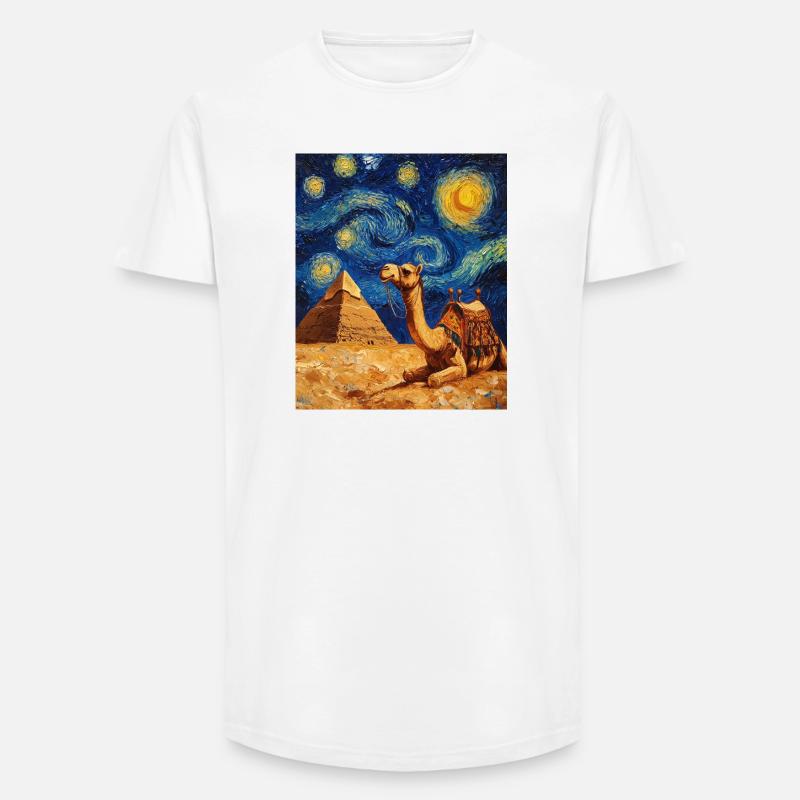 Kamel Van Gogh Style Starry  - Long Fit Männer T-Shirt - Weiß