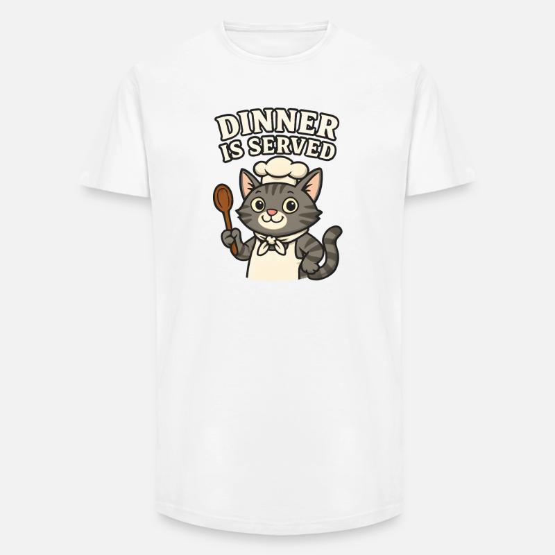  Koch-Katze – Dinner is Served - Long Fit Männer T-Shirt - Weiß