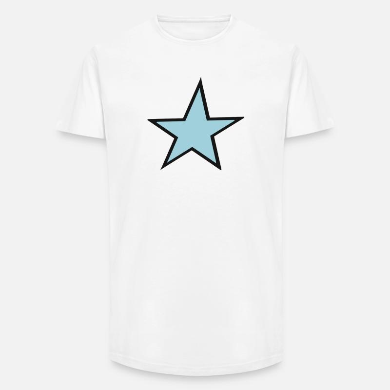 Heller blauer Stern mit schwarzem Rand - Long Fit Männer T-Shirt - Weiß