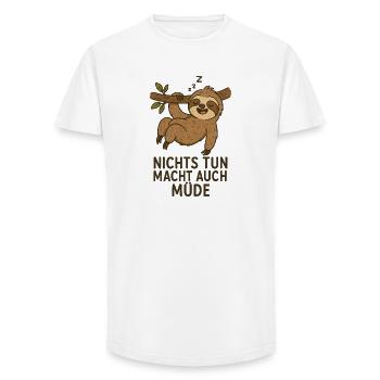Sieste paresseux avec slogan dictons drôles - T-shirt coupe longue homme - blanc - Devant - AI Model Male 185 light (185cm)