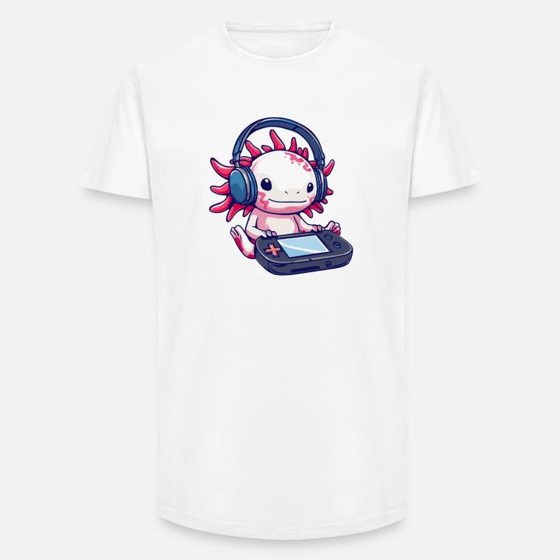 Axolotl mit Kopfhörern und Gaming-Controller - Long Fit Männer T-Shirt - Weiß
