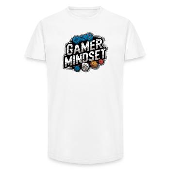 Gamer Mindset Retro Gaming Design - Long Fit Männer T-Shirt - Weiß - Vorne - AI Model Male 185 light (185cm)