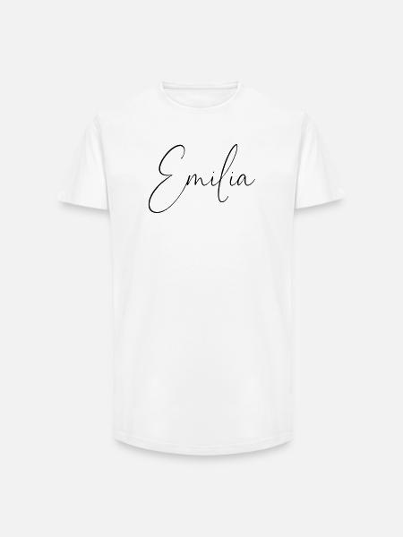 Emilia / Handwriting Design Personalized - Long Fit Men's T-Shirt - white