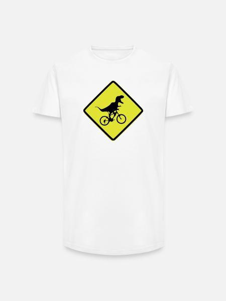 T-Rex Fahrradsignal illustriert - Long Fit Männer T-Shirt - Weiß