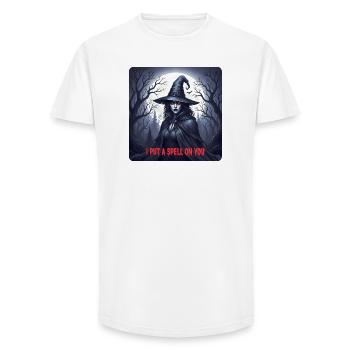 Spell and full moon halloween t-shirt - Long Fit Men's T-Shirt - white - Front - AI Model Male 185 light (185cm)