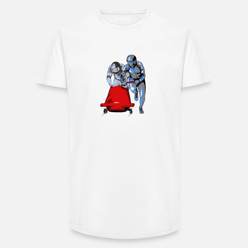 Bobfahrer beim Anschieben am Start - Long Fit Männer T-Shirt - Weiß