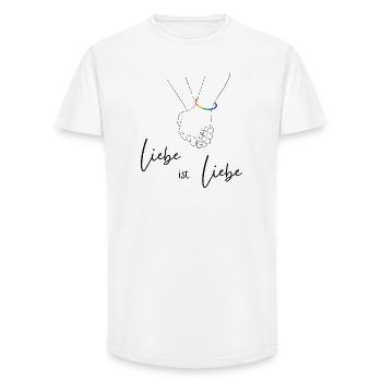 Regenbogen Herzlinie Design - Liebe ist Liebe - Long Fit Männer T-Shirt - Weiß - Vorne - AI Model Male 185 light (185cm)