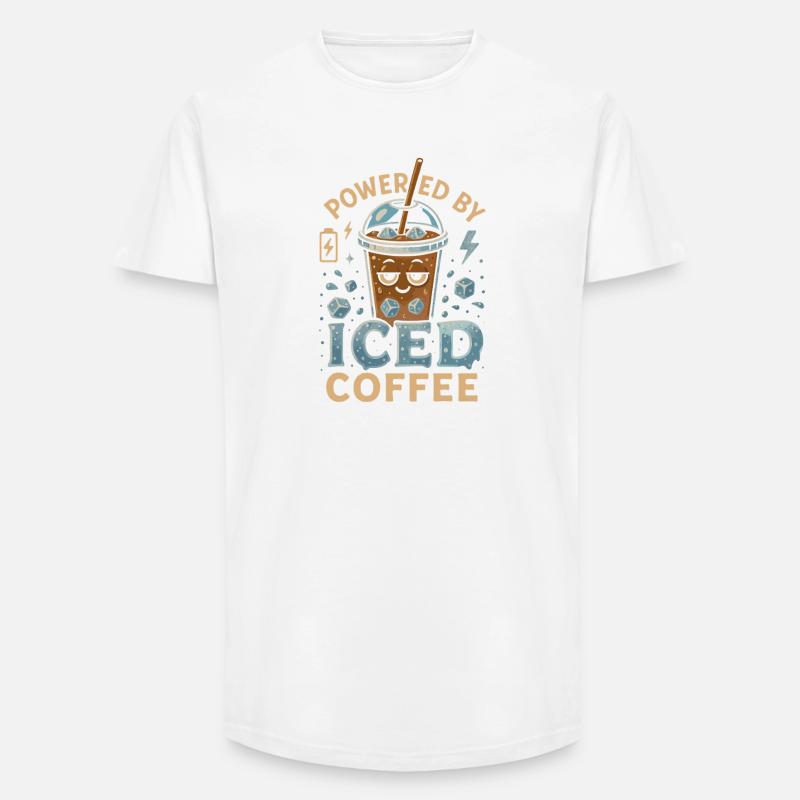 Powered by Eiskaffee - Long Fit Männer T-Shirt - Weiß