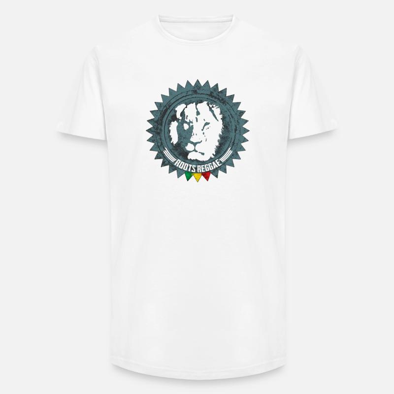 Rootsreggae Abzeichen Logo mit Löwe - Long Fit Männer T-Shirt - Weiß