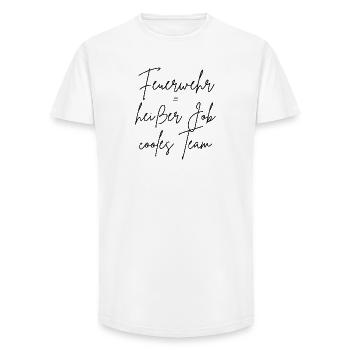 Fire brigade = hot job, cool team - Long Fit Men's T-Shirt - white - Front - AI Model Male 185 light (185cm)