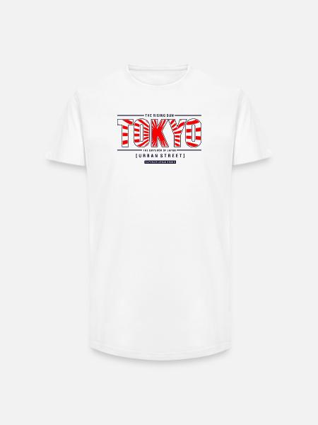 Tokyo City-style sunrise - Long Fit Men's T-Shirt - white