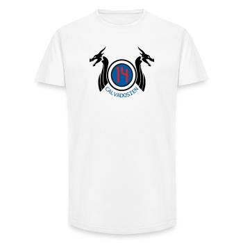 14 Calvadosium - Long Fit Männer T-Shirt - Weiß - Vorne - AI Model Male 185 light (185cm)