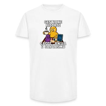 Gestion des ressources : café et anxiété - T-shirt coupe longue homme - blanc - Devant - AI Model Male 185 light (185cm)
