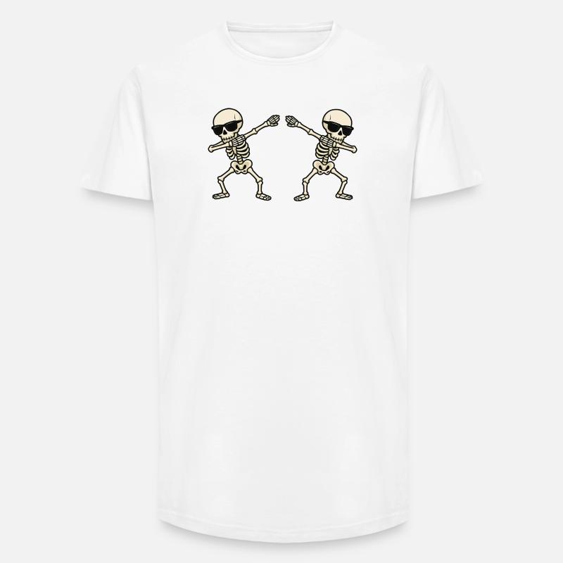 Duo di danza scheletro con occhiali da sole - T-shirt uomo a vestibilità lunga - bianco