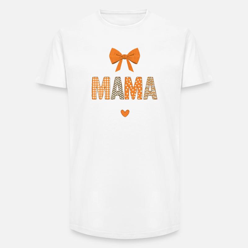 Orange Mom Patchwork Muster - Long Fit Männer T-Shirt - Weiß