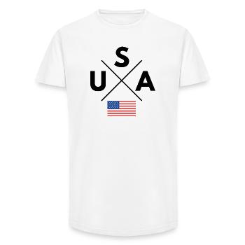American Flag Cross USA - Long Fit Men's T-Shirt - white - Front - AI Model Male 185 light (185cm)