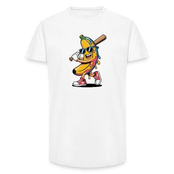 Cartoon Banana Playing Baseball - Long Fit Männer T-Shirt - Weiß - Vorne - AI Model Male 185 light (185cm)
