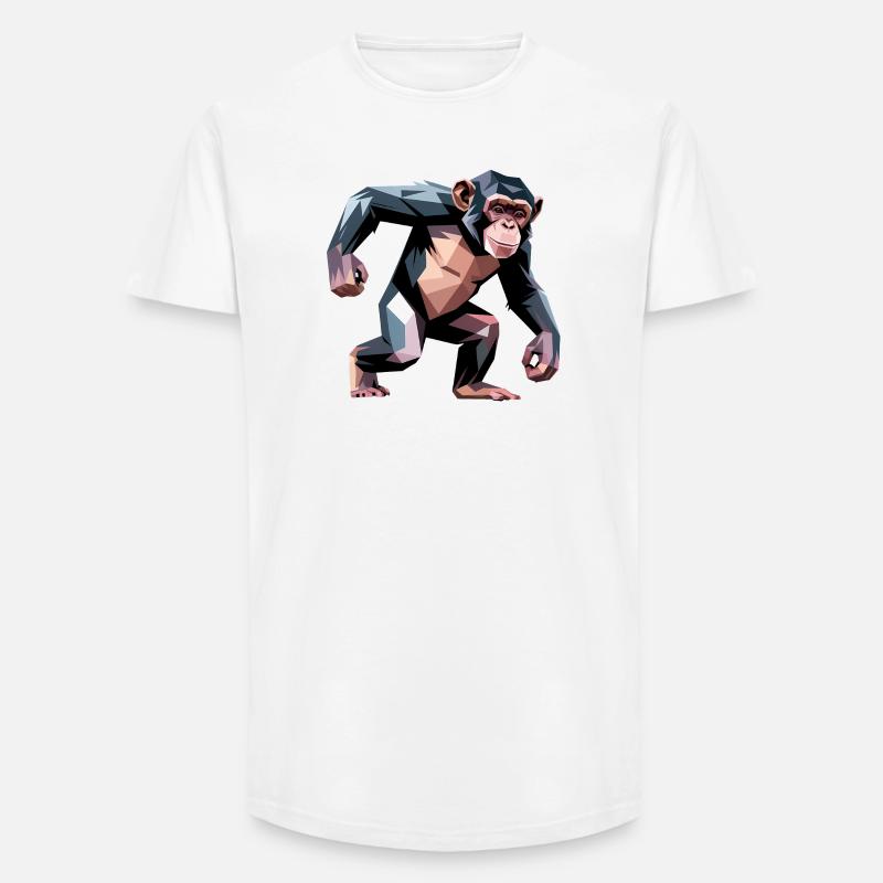 Monkey - Cooles Low-Poly-Logo - Long Fit Männer T-Shirt - Weiß