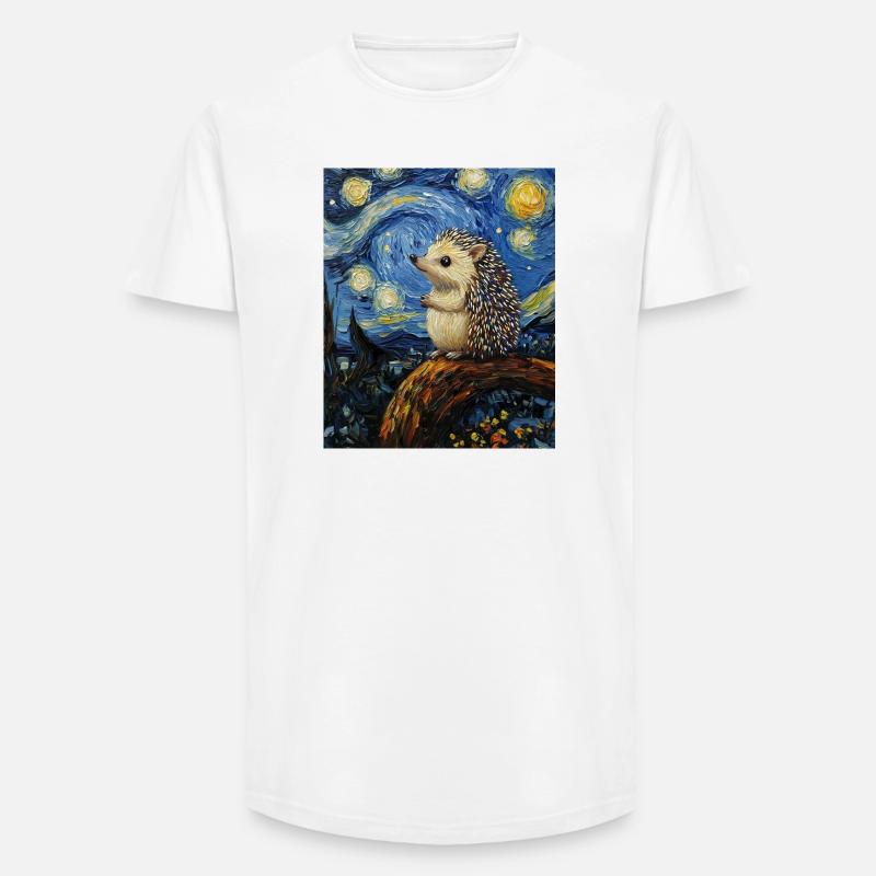  Igel Van Gogh Style Starry Night - Long Fit Männer T-Shirt - Weiß