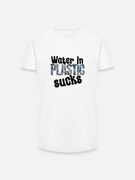 Water in plastic is annoying - Long Fit Men's T-Shirt - white
